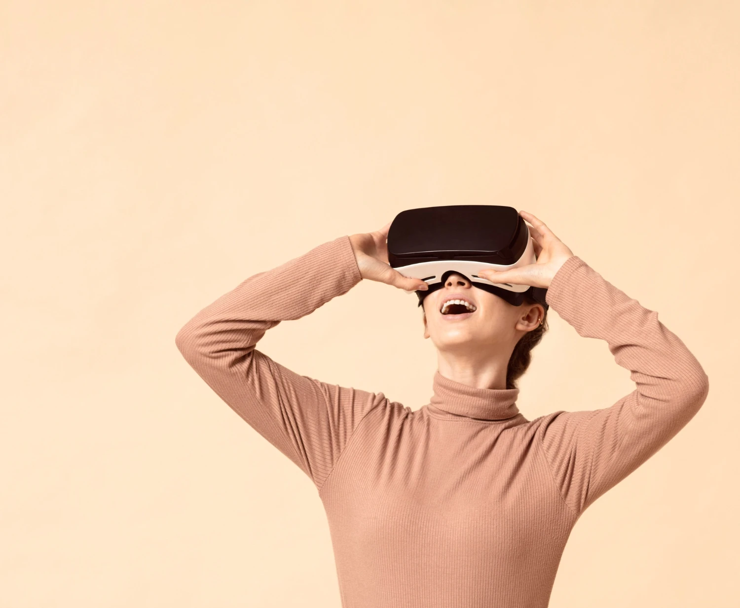 woman looking with vr