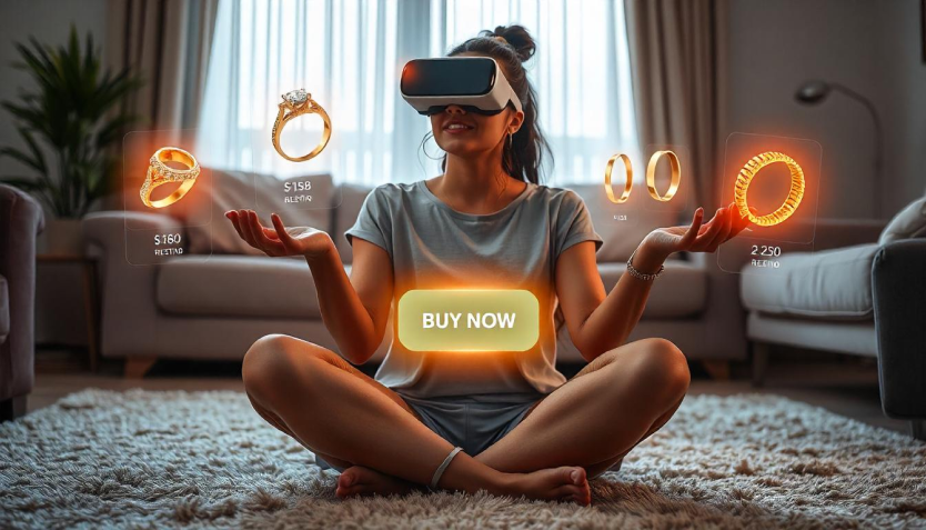 VR jewellery shopping woman