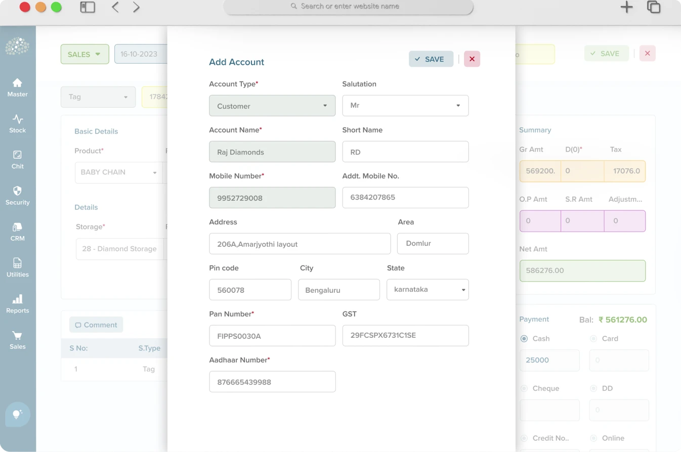Jewellery ERP Software Addon On Data